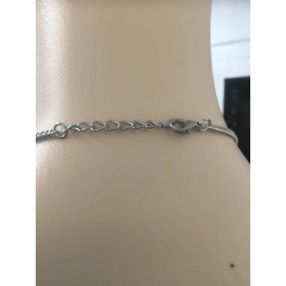 Silver Necklace With Turquoise Colored Pendant - Picture 3 of 3